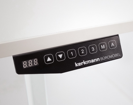 Kerkmann 3600 Steh-/Sitz Schreibtisch MOVE 1  T-Fuß Weiß (BxTxH) 160x80x Höhe 72-120cm elektr. Weiß