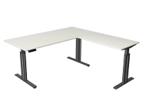 Kerkmann 3245 Winkelarbeitsplatz MOVE 3 elegant Steh-/Sitztisch mit Anbau (BxTxH) 180x180x72-120cm Weiß