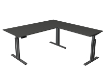 Kerkmann 3250 Winkelarbeitsplatz MOVE 3 elegant Steh-/Sitztisch mit Anbau (BxTxH) 180x180x72-120cm Anthrazit