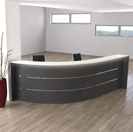 Kerkmann 3555 Empfangstheke BARI für 1-2 Personen (BxTxH) 334x182.5x112cm Anthrazit/Weiß