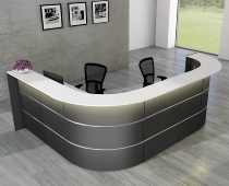Kerkmann 3557 Empfangstheke BARI (L-Theke) für 1-2 Personen BARI (BxTxH) 235x235x112cm Anthrazit/Weiß