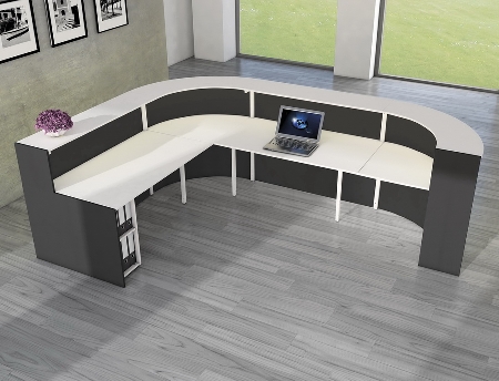 Kerkmann 3557 Empfangstheke BARI (L-Theke) für 1-2 Personen BARI (BxTxH) 235x235x112cm Anthrazit/Weiß