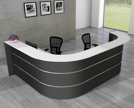 Kerkmann 3557 Empfangstheke BARI (L-Theke) für 1-2 Personen BARI (BxTxH) 235x235x112cm Anthrazit/Weiß