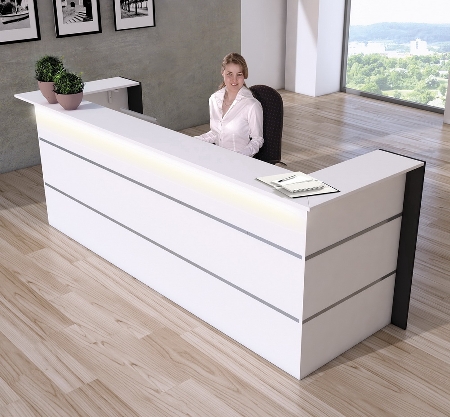 Kerkmann 3561 Empfangstheke BARI (U-Theke) (BxTxH) 300x95x108cm Weiß/Anthrazit