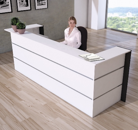 Kerkmann 3561 Empfangstheke BARI (U-Theke) (BxTxH) 300x95x108cm Weiß/Anthrazit