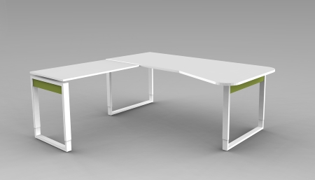 Kerkmann fresh Winkelkombination Freiformtisch (BxT) 195x80/100 +Anbau (BxT) 100x60 x Höhe 68-82cm, Grafit