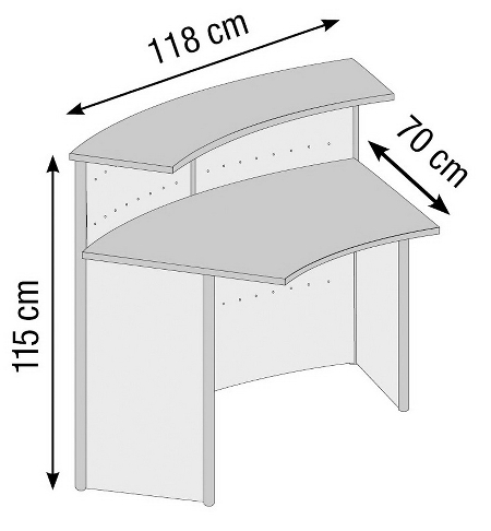 Kerkmann 3990 Grundtheke Genua 45° (BxTxH) 1180x700x1150mm Buche/Alusilber