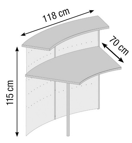 Kerkmann 3991 Anbautheke Genua 45° (BxTxH) 1180x700x1150mm Buche/Alusilber