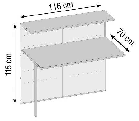 Kerkmann 3992 Anbautheke Genua gerade (BxTxH) 1160x700x1150mm Buche/Alusilber