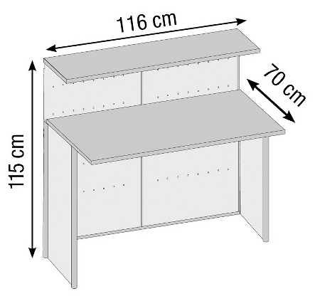 Kerkmann 3995 Grundtheke Genua gerade (BxTxH) 1160x700x1150mm Buche/Alusilber