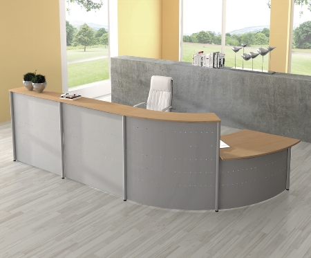 Kerkmann Kompakttheke Genua (1x3990 1x3993 2x3992) BxTxH 4765x800x1150mm Silber/Buche