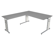 Kerkmann 4092 Schreibtisch Form 4 C-Fuß mit Anbau 100 (BxTxH) 160x180x68-82cm Grafit
