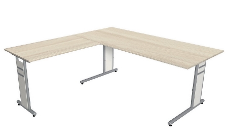 Kerkmann 4099 Schreibtisch Form 4 C-Fuß mit Anbau 100 (BxTxH) 180x180x68-82cm Anthrazit