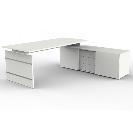 Kerkmann 4469 Komplettarbeitsplatz AVETO Auflage-Schreibtisch mit Sideboard (BxTxH) 180x80x74cm Weiß/Anthrazit