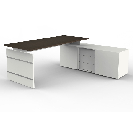 Kerkmann 4460 Komplettarbeitsplatz AVETO Auflage-Schreibtisch mit Sideboard (BxTxH) 180x80x74cm Weiß