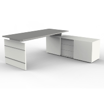 Kerkmann 4462 Komplettarbeitsplatz Form 4 Auflage-Schreibtisch mit Sideboard (BxTxH) 180x80x74cm Weiß/Grafit