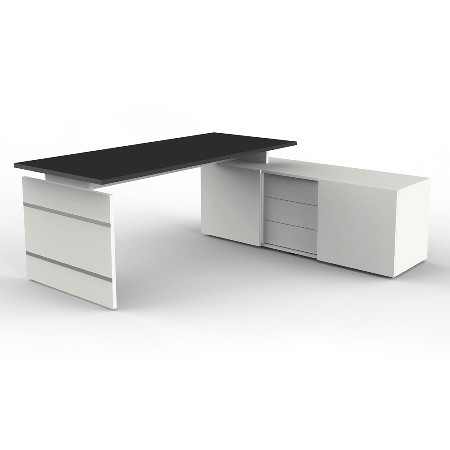 Kerkmann 4460 Komplettarbeitsplatz AVETO Auflage-Schreibtisch mit Sideboard (BxTxH) 180x80x74cm Weiß