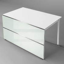 Kerkmann Empfangstheke Atlantis 1 (BxT) 2750x920mm - 1x 3456, 1x 3394, 2x 3399 Weiß/Glas