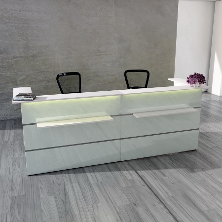 Kerkmann Empfangstheke Atlantis 1 (BxTxH) 2950x920mm - 2x 3288 Weiß/Glas
