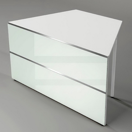 Kerkmann Empfangstheke Atlantis 1 (BxT) 2450x2450mm - 1x 3289, 1x 3395, 1x 3396, 2x 3399 Weiß/Glas