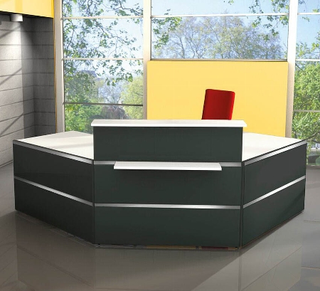 Kerkmann Empfangstheke Atlantis 2 (BxT) 2450x2450mm - 1x 3293, 2x 3495, 2x 3499 Anthrazit/Weiß