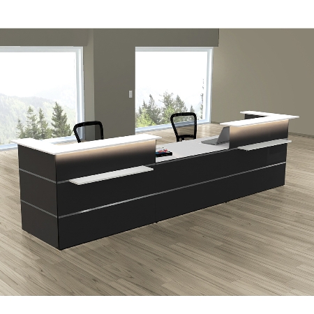 Kerkmann Empfangstheke Atlantis 2 (BxT) 4300x920mm - 2x 3291, 1x 3494 Anthrazit/Weiß