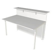 Kerkmann Empfangstheke Atlantis 3 (BxT) 2750x920mm - 2x 3302, 2 x3299 Weiß/Nussbaum