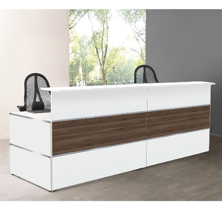 Kerkmann Empfangstheke Atlantis 3 (BxT) 2750x920mm - 2x 3302, 2 x3299 Weiß/Nussbaum