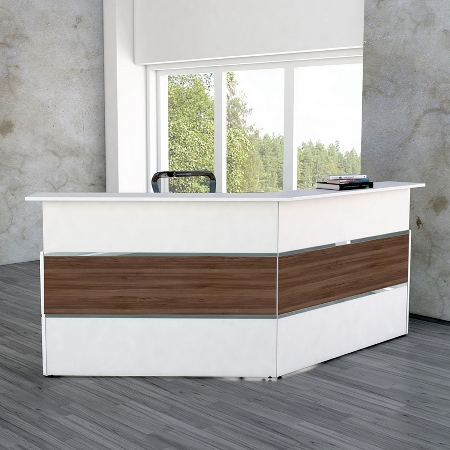 Kerkmann Empfangstheke Atlantis 3 (BxT) 2450x1660mm - 2x 3300 Weiß/Nussbaum