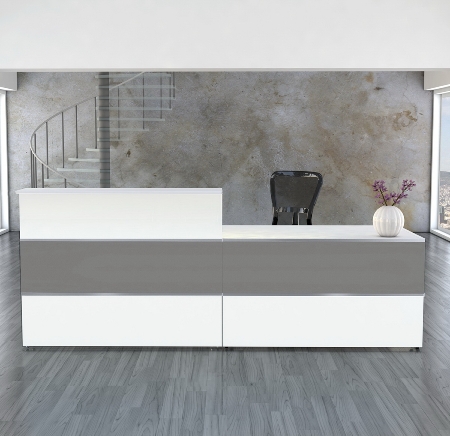 Kerkmann Empfangstheke Atlantis 3 (BxT) 2750x920mm - 1x 3302, 1x 3294 Weiß/Grafit