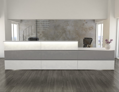 Kerkmann Empfangstheke Atlantis 3 (BxT) 4100x920mm - 2x 3268, 1x 3271, 2x 3299 Weiß/Grafit