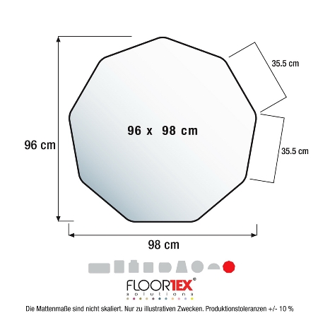 ClearTEX 9mat Bodenschutzmatte Polycarbonat 9-eckig 96x98cm für Teppichböden transparent 