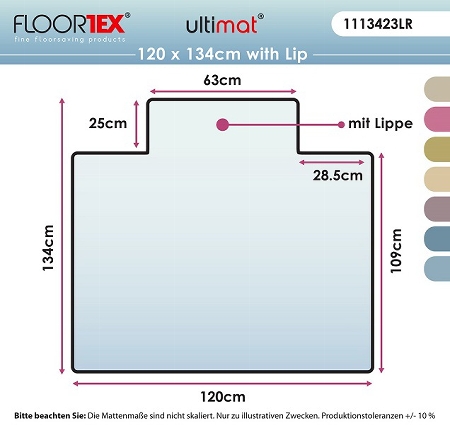 ClearTEX ultimat Polycarbonat Bodenschutzmatte nieder-/mittelflorige Teppiche mit Lippe 119x89cm transparent