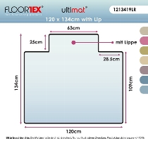 ClearTEX ultimat Polycarbonat Bodenschutzmatte für harte Böden mit Lippe 119x89cm transparent