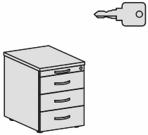 Geramöbel Rollcontainer 0206SF3 mit 3 Metall-Schubfächern Tiefe 60cm Ahorn/Ahorn