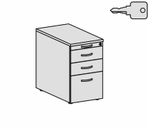 Geramöbel Standcontainer 0308HR1 mit Hängeregister und 2 Metall-Schüben (BxTxH) 438x800x720 Ahorn/Ahorn/Ahorn