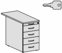 Geramöbel Standcontainer 0310SF4 mit 4 Metall-Schubfächern (BxTxH) 438x800/1000x720mm Ahorn/Ahorn/Ahorn