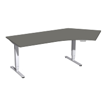 Geramöbel 08E1616 Elektro-Hubtisch Pro+ Winkel 135° rechts (BxTxH) 2166x1130x625-1285mm Lichtgrau/Silber