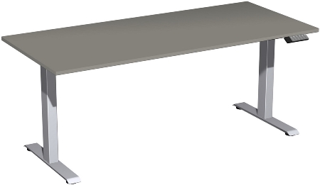 Geramöbel Elevate PLUS el Elektro-Hubtisch Höhe 63-128 cm 08K1808 (BxT) 180 x 80 cm Lichtgrau/Silber