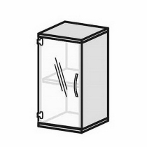 Geramöbel Glastürenschrank Pro 2OH 10GL204 Glas satiniert nicht abschließbar (BxTxH) 400x425x768mm Ahorn