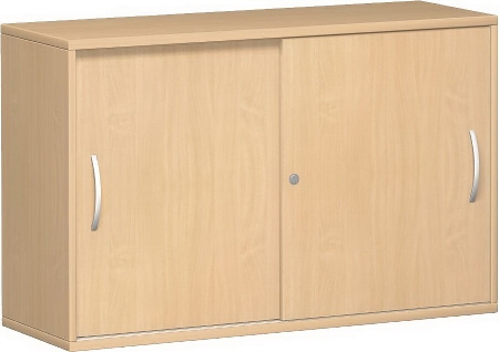 Geramöbel Schiebetürenschrank 2OH Serie Pro 10S212 mit 2 Böden (BxTxH) 1200x425x768mm Ahorn/Ahorn