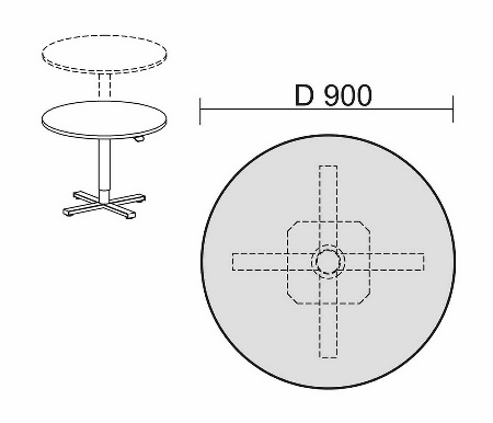 Geramöbel 13HFN09 Hubsäulentisch Kreisform, feststehend D-900x680-1120mm Onyx/Silber