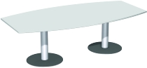 Geramöbel 13TF2412 Konferenztisch Tellerfuß Fassform feste Höhe (BxTxH) 2400x800-1200x720mm Lichtgrau