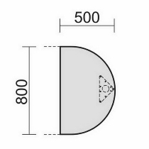 Geramöbel 520006 Anbautisch halbrund 4-Fuß ECO feste Höhe 72cm (BxT) 50x80cm Ahorn/Lichtgrau