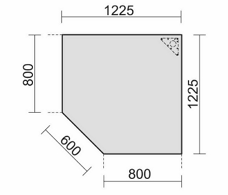 Geramöbel 520010 Verkettungsplatte 4-Fuß ECO Fünfeck 90° inkl. Stützfuß (BxT) 122,5x122,5cm Ahorn/Lichtgrau