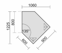 Geramöbel 520204 Datenanbautisch Winkel 135° PC rechts feste Höhe 72cm (BxT) 106x122,5 Ahorn/Lichtgrau