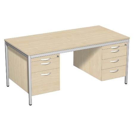 Geramöbel 522114 Schreibtisch 4-Fuß ECO mit 2 Hängecontainern feste Höhe (BxTxH) 160x80x72cm Buche/Lichtgrau