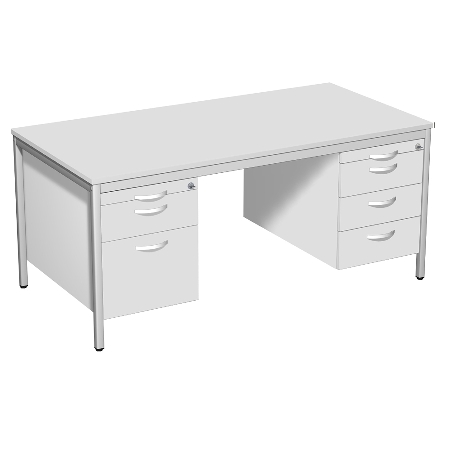 Geramöbel 522114 Schreibtisch 4-Fuß ECO mit 2 Hängecontainern feste Höhe (BxTxH) 160x80x72cm Buche/Lichtgrau