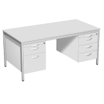 Geramöbel 522114 Schreibtisch 4-Fuß ECO mit 2 Hängecontainern feste Höhe (BxTxH) 160x80x72cm Buche/Lichtgrau