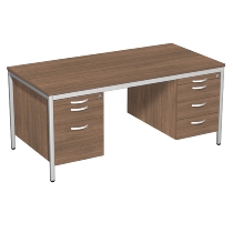 Geramöbel 522114 Schreibtisch 4-Fuß ECO mit 2 Hängecontainern feste Höhe (BxTxH) 160x80x72cm Buche/Lichtgrau